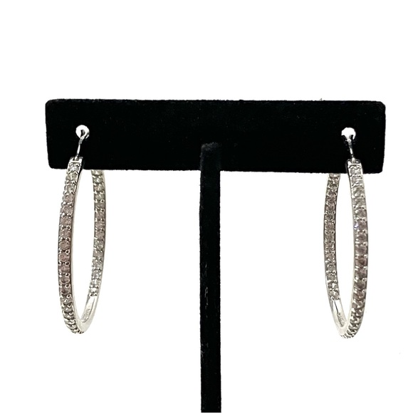 Jewelry - Sterling Silver 925 CZ Inside Out Hoop Earrings